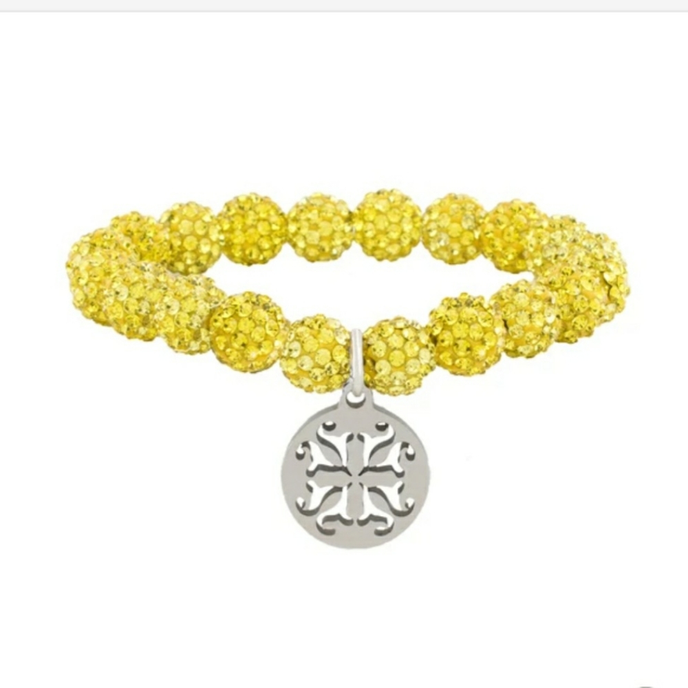 Rustic Cuff Emerson Yellow Shamballa Bead Bracelet